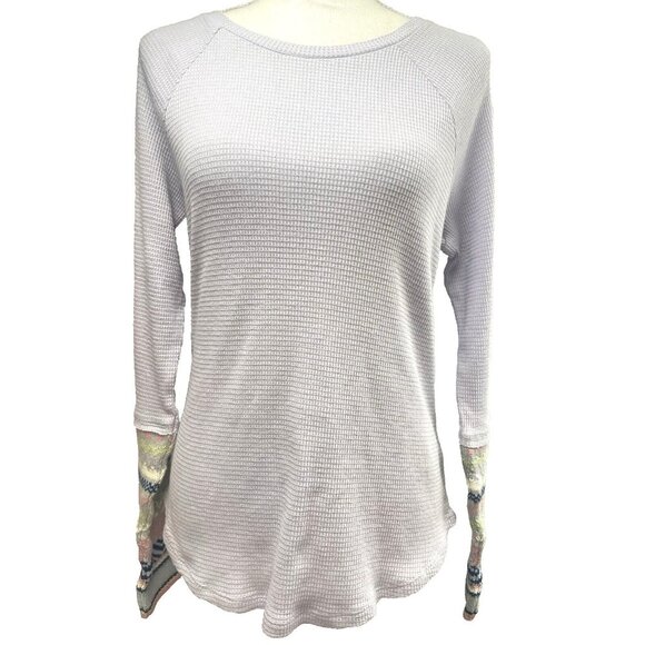 Beach Lunch Lounge Lavender Waffle Knit Thermal Long Sleeve Tee Size Medium - Picture 2 of 16